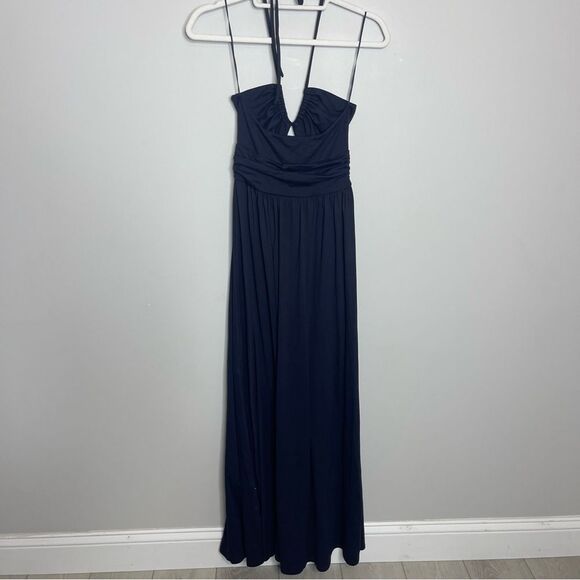 Susana Monaco U Gathered Tie Maxi Dress in Navy NWOT SMALL - Picture 9 of 11
